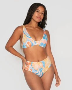Brasilia Reversilbe Bikini Top - Ella -Theseea Brasilia Ella Multicolor Floral Pattern Reversible Bikini Swim Suit Sun Protection 7