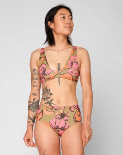 Brasilia Reversible Bikini Top - Freya -Theseea Brasilia Freya Multicolor Black Floral Pattern Reversible Bikini Swim Suit Sun Protection 12