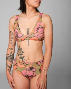 Brasilia Reversible Bikini Top - Freya -Theseea Brasilia Freya Multicolor Black Floral Pattern Reversible Bikini Swim Suit Sun Protection 8