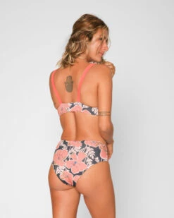 Brasilia Reversible Bikini Top - Mabel -Theseea Brasilia Mabel Multicolor Peach Floral Pattern Reversible Bikini Swim Suit Sun Protection 14