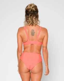 Brasilia Reversible Bikini Top - Mabel -Theseea Brasilia Mabel Multicolor Peach Floral Pattern Reversible Bikini Swim Suit Sun Protection 3