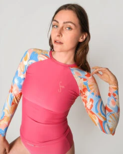 Doheny Rashguard - Ella 17 Doheny Rashguard - Ella -Theseea Doheny Ella Pink Multicolor Floral Pattern Rashguard Long Sleeve Sun Protection 6