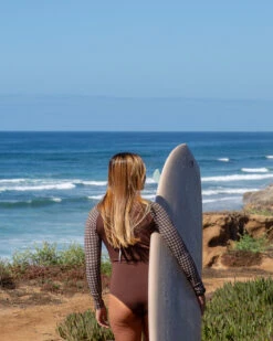 Gaviotas Surf Suit - Mustang 11 Gaviotas Surf Suit - Mustang -Theseea Gaviotas Mustang Brown plaid pattern long sleeve surf suit UV Protection swim suit 2