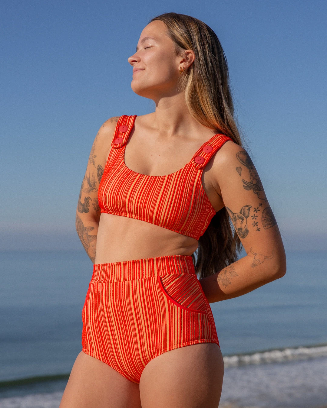 Georgia High Waist Bikini Bottom - Cherry Rib 4 Georgia High Waist Bikini Bottom - Cherry Rib - Image 2