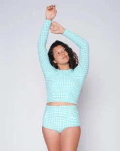 Palomar Crop Top Rashguard - Lagoon 15 Palomar Crop Top Rashguard - Lagoon -Theseea SEEA Palomar Rashguard Lagoon 4X5 7